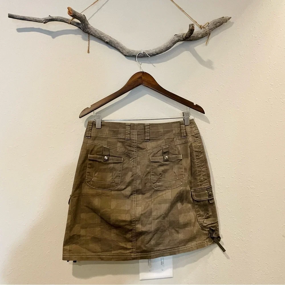 Kuhl Brown Camoflauge Checkered All Day Wear A-Line Skirt